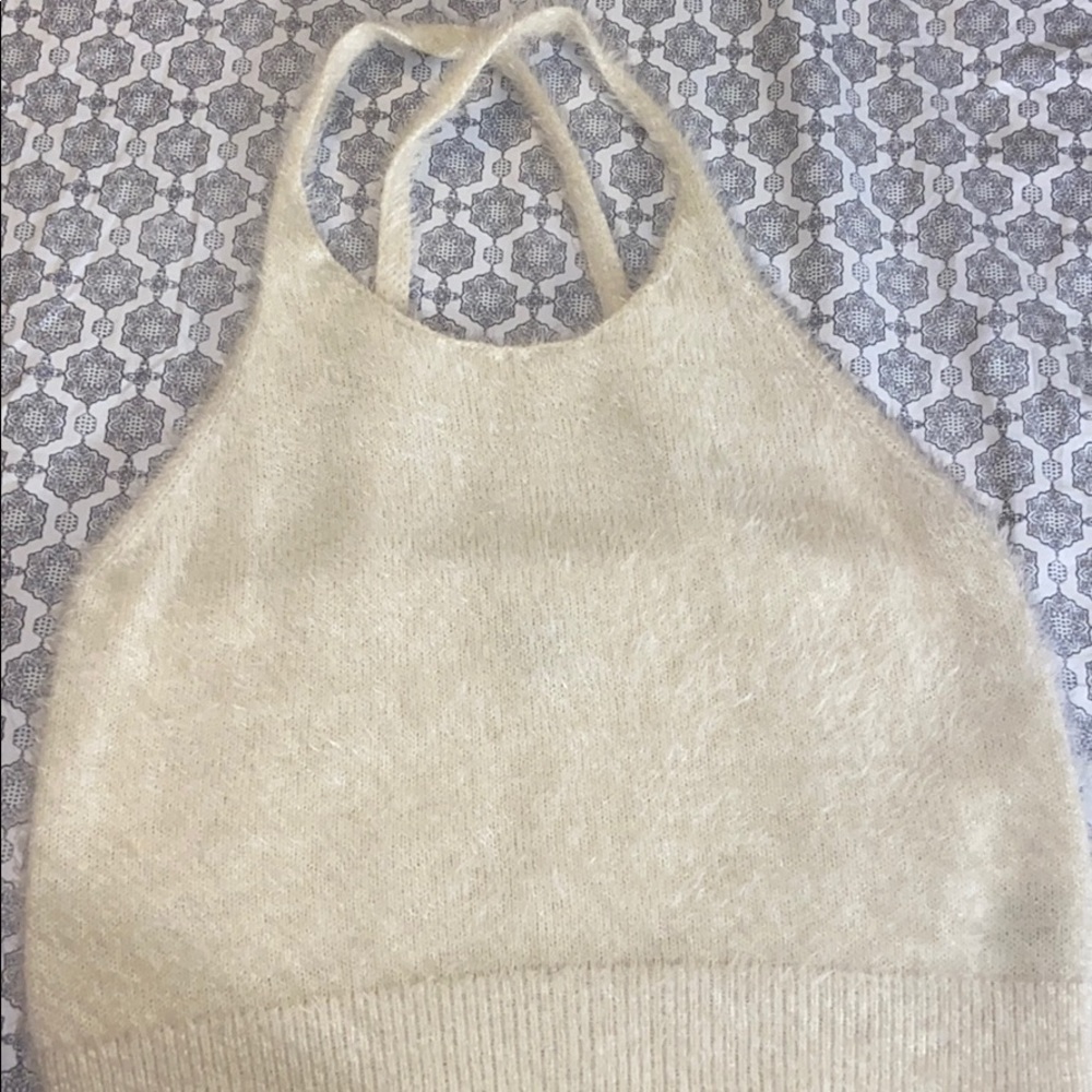 White/creme fuzzy top